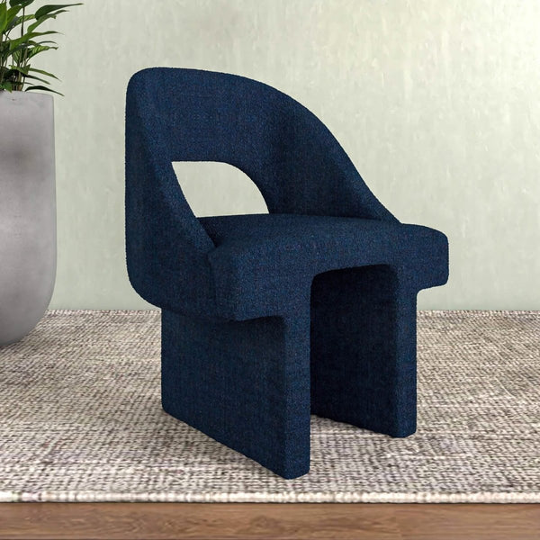 Leisure Mod Quell Boucle Accent Chair Curved Open Back Design And Manufactured Wood Frame