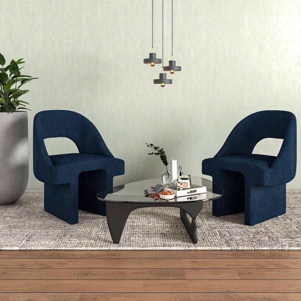 Leisure Mod Quell Boucle Accent Chair Curved Open Back Design And Manufactured Wood Frame