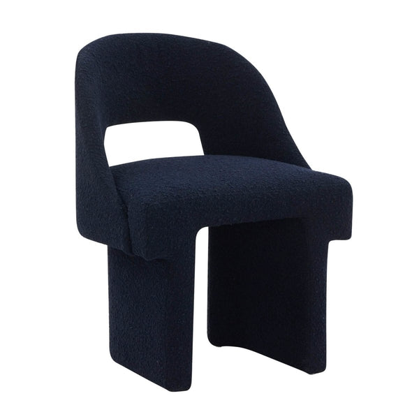leisure mod Quell Boucle Accent Chair Curved Open Back Design and Manufactured Wood Frame