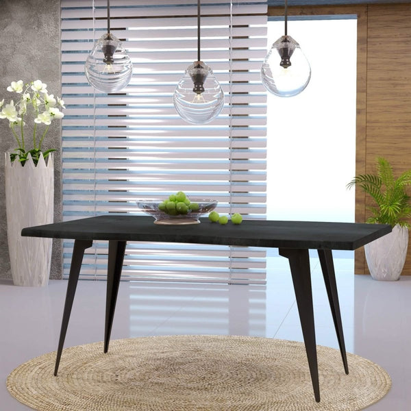 Leisure Mod Ravenna 63" Rectangular Dining Table With MDF Tabletop And Metal Legs