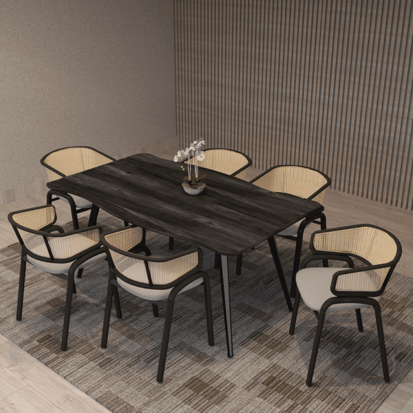 Leisure Mod Ravenna 63" Rectangular Dining Table With MDF Tabletop And Metal Legs