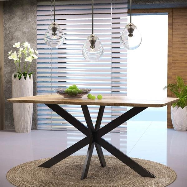 Leisure Mod Ravenna 63" Wood Dining Table With Modern Metal Base