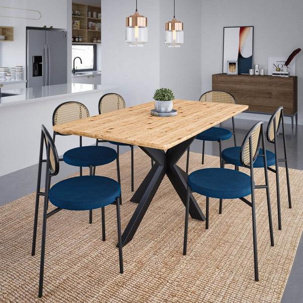 Leisure Mod Ravenna 63" Wood Dining Table With Modern Metal Base