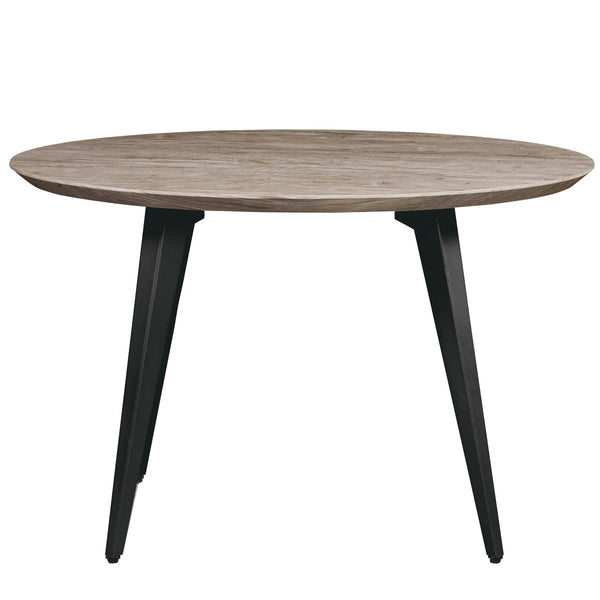 Leisure Mod Ravenna Modern Round Wood 47" Dining Table With Metal Legs