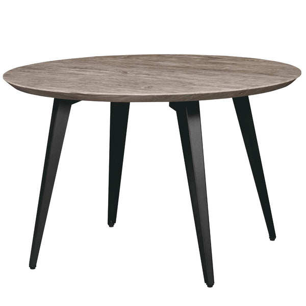 leisure mod Ravenna Modern Round Wood 47" Dining Table With Metal Legs