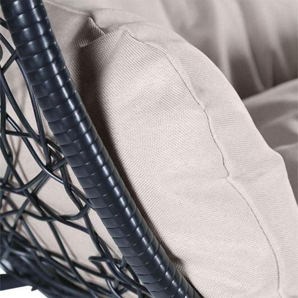 Leisure Mod Recluse Modern Outdoor Egg Swing Chair Black/Brown/Grey Frame In Teardrop Design With ES57 Cushion