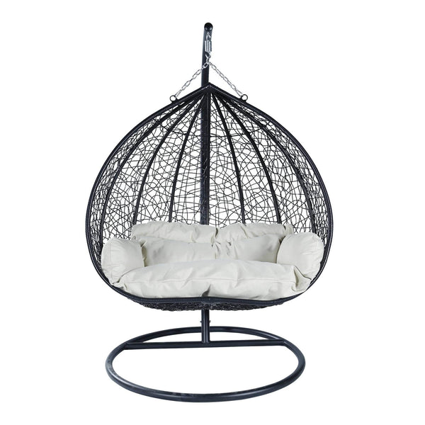 Leisure Mod Recluse Two-Person Seater Hanging Egg Swing Chair With Teardrop Design
