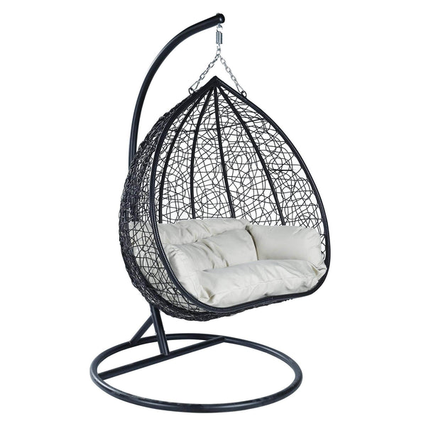 leisure mod Recluse Two-Person Seater Hanging Egg Swing Chair with Teardrop Design