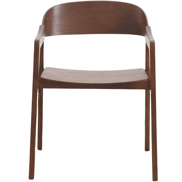 Leisure Mod Rivo Dining Chairs In Sturdy Oak Wood With Open Back Design And Armrests