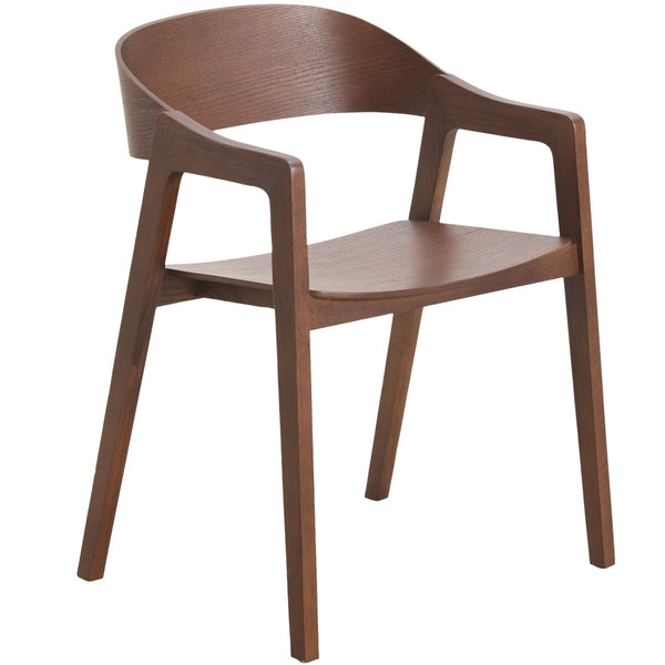 leisure mod Rivo Dining Chairs in Sturdy Oak Wood with Open Back Design and Armrests