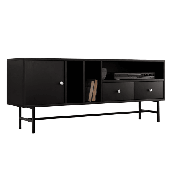 Leisure Mod Rochester Rectangular TV Stand: MDF Enclosed Storage & Iron Legs