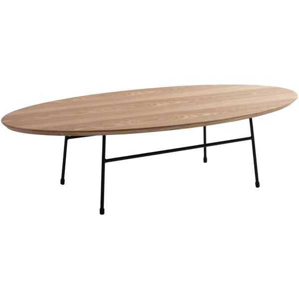 leisure mod Rossmore Oval Coffee Table with MDF Wood Tabletop in Black/White Steel Frame