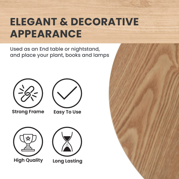 Leisure Mod Rossmore Round Side Table With MDF Wood Tabletop In White Steel