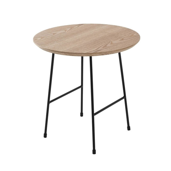 leisure mod Rossmore Round Side Table with MDF Wood Tabletop in Black Steel leisure mod Rossmore Round Side Table with MDF Wood Tabletop in Black Steel