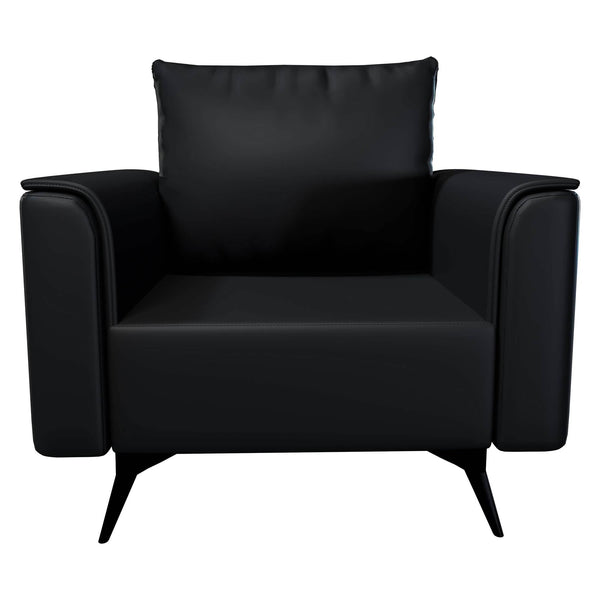 Leisure Mod Rusk Leather Single-Seater Sofa With Stainless Steel Legs And Removable Cushions