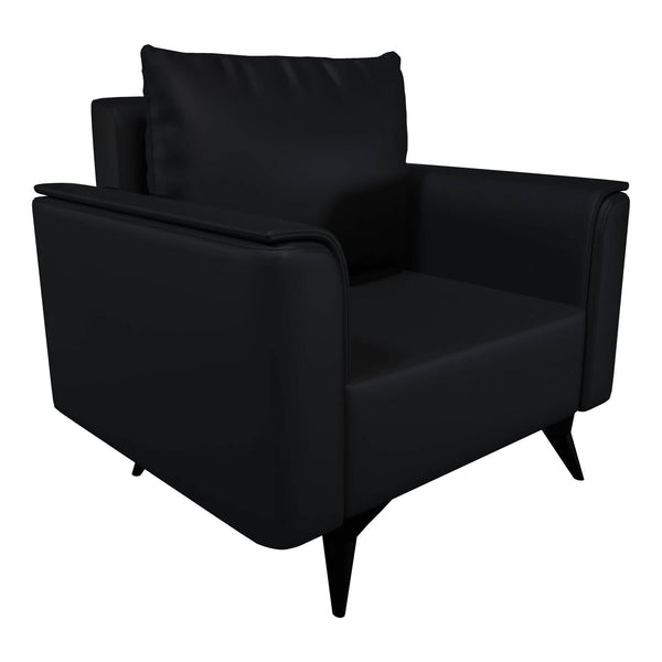 leisure mod Rusk Leather Single-Seater Sofa with Stainless Steel Legs and Removable Cushions