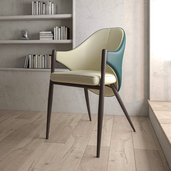 Leisure Mod Sante Upholstered PU Leather Dining Chair With Iron Legs