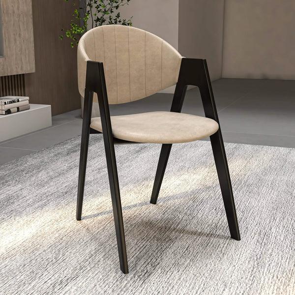 Leisure Mod Savor Dining Chair In Leather/Polyester With Curved And Open-Back Design