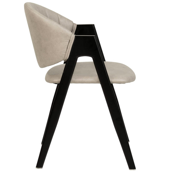 Leisure Mod Savor Dining Chair In Leather/Polyester With Curved And Open-Back Design