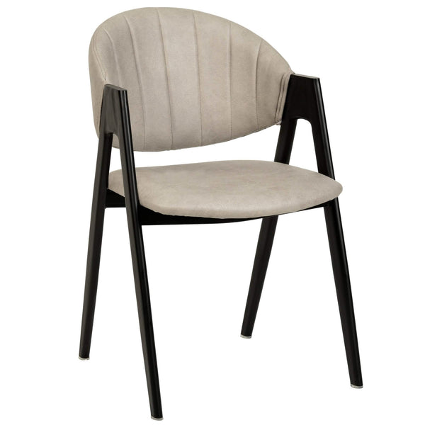 leisure mod Savor Dining Chair in Leather/Polyester with Curved and Open-Back Design