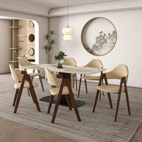 Leisure Mod Savor Dining Chair In Polyester With Curved And Open-Back Design In Brown