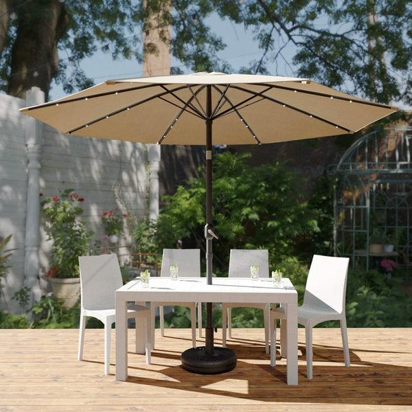 Leisure Mod Sierra 9' Outdoor Patio Tilt Market Umbrella With Solar LED Lights