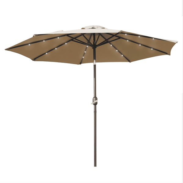 leisure mod Sierra 9' Outdoor Patio Tilt Market Umbrella with Solar LED Lights