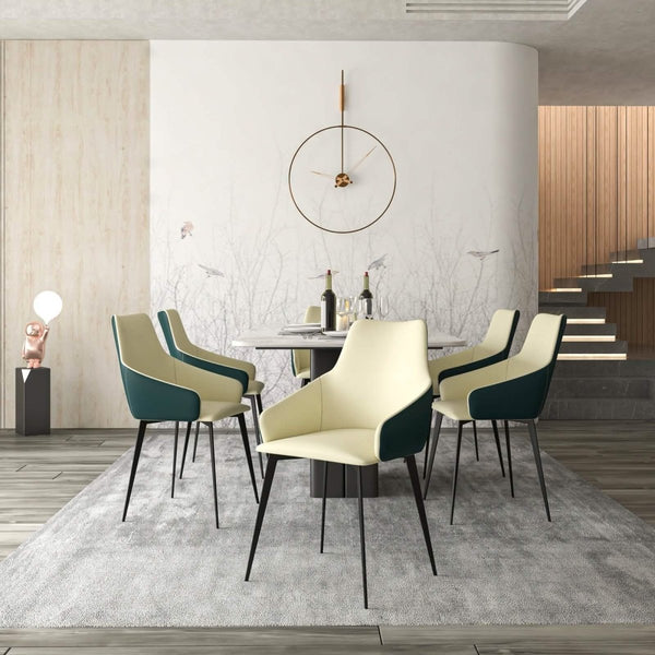 Leisure Mod Sonnet Dining Chair Ergonomic Design With Upholstered Seating And Sturdy Iron Legs