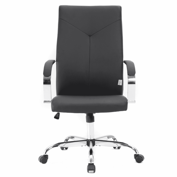 Leisure Mod Sonora High-Back Leather Office Chair In Chrome Steel Base