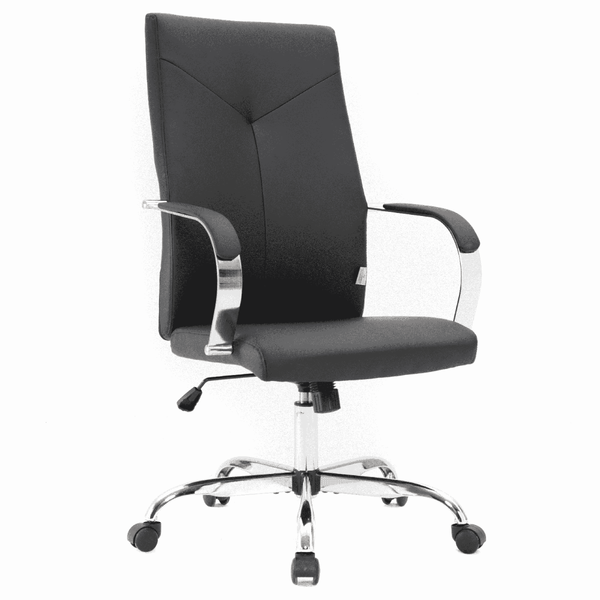 leisure mod Sonora High-Back Leather Office Chair in Chrome Steel Base