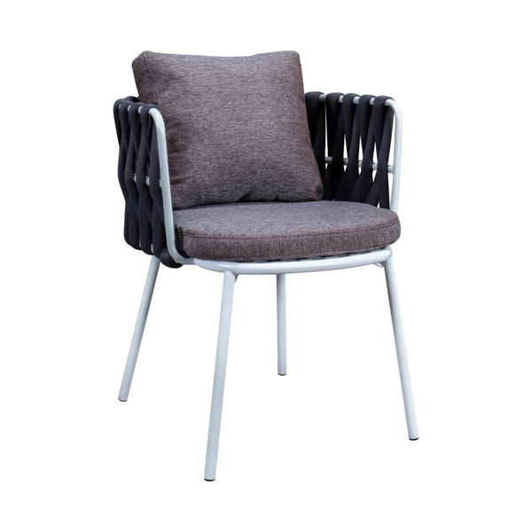 leisure mod Spencer Modern Outdoor Patio Dining Chair with Rope Design and Cushions