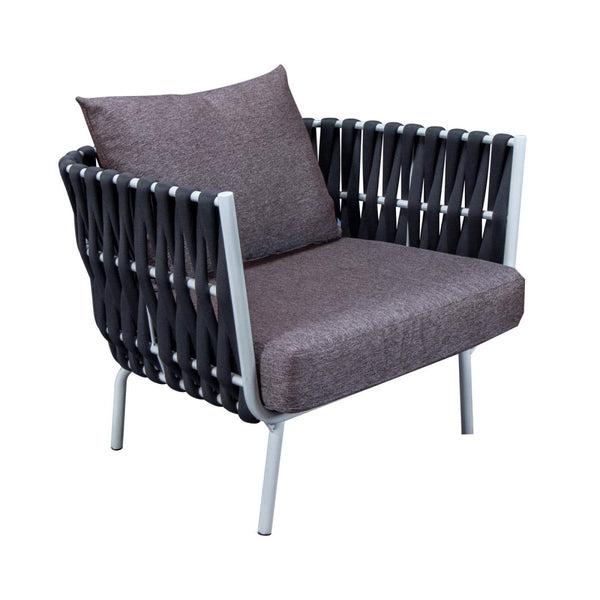 Leisure Mod Spencer Modern Outdoor Rope Club Chair With Cushions