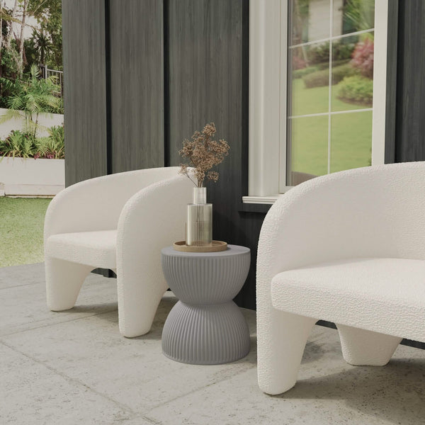 Leisure Mod Spire 15" Wide Round Side Fiberstone Table With Hourglass Design