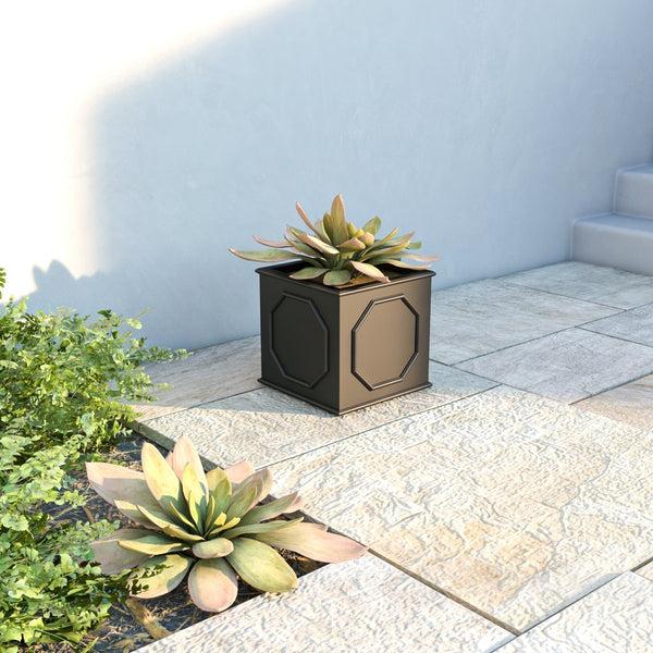 Leisure Mod Sprout Modern Square Fiberstone And MGO Clay Planter For Indoor And Outdoor