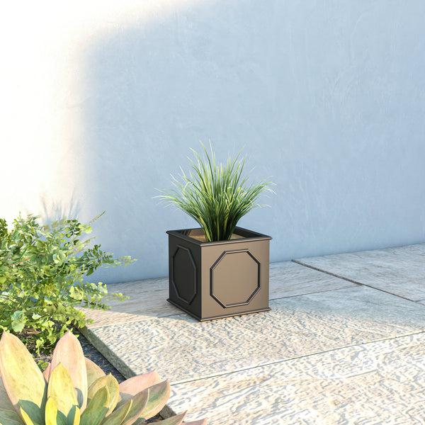 Leisure Mod Sprout Modern Square Fiberstone And MGO Clay Planter For Indoor And Outdoor