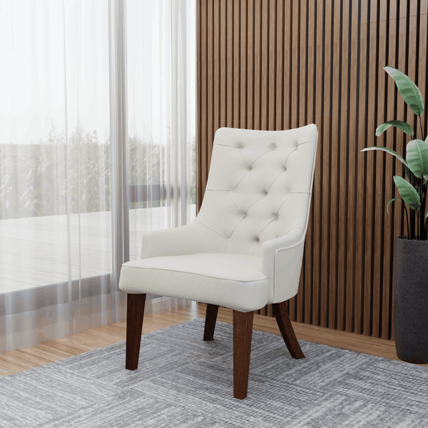 Leisure Mod Spruce Dining Chair In Leather/Velvet With Diamond-Tufted Design And Rubberwood Legs
