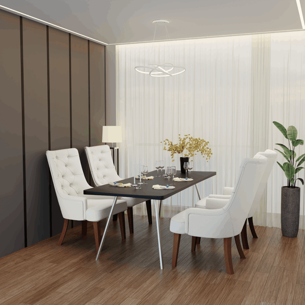 Leisure Mod Spruce Dining Chair In Leather/Velvet With Diamond-Tufted Design And Rubberwood Legs