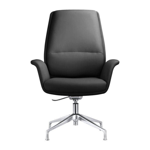 Leisure Mod Summit Office Chair In Leather And Aluminum Frame With Adjustable Height And Swivel