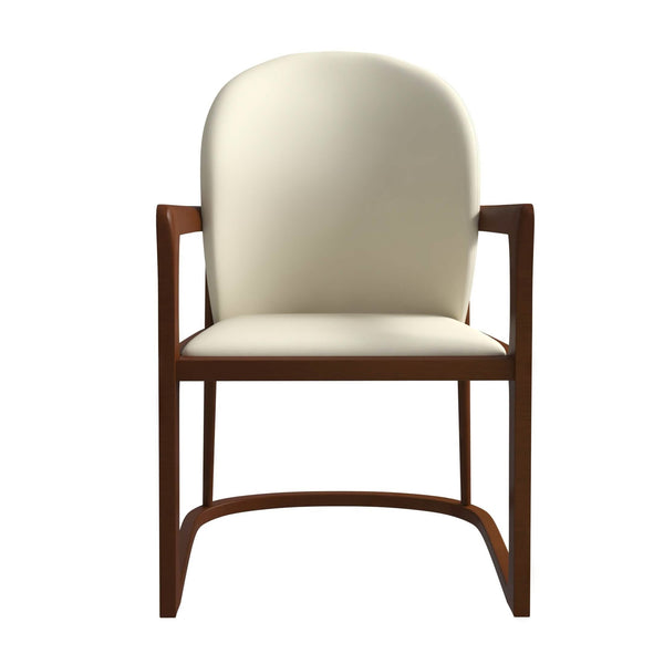 Leisure Mod Svelta Dining Chair In Upholstered Leather Accent Arm Chair And Rubberwood Frame And Legs