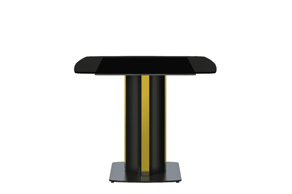 Leisure Mod Sylva Rectangular Dining Table With Glass/Sintered Stone Tabletop In Black And Gold Steel Base