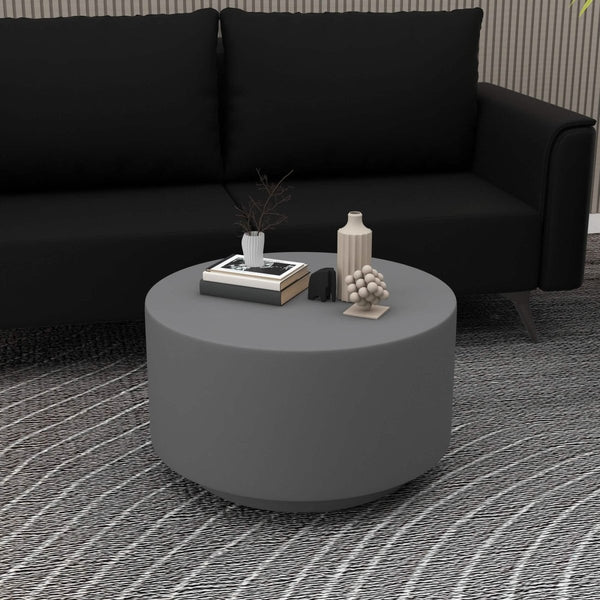 Leisure Mod Terra 36" Round Coffee Table In Fiberstone For Indoor And Outdoor