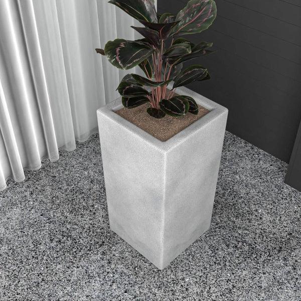 Leisure Mod Terra Fiberstone And MGO Clay Planter Mid-Century Modern Tall Square Planter Pot For Indoor And Outdoor