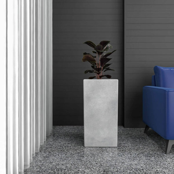 Leisure Mod Terra Fiberstone And MGO Clay Planter Mid-Century Modern Tall Square Planter Pot For Indoor And Outdoor