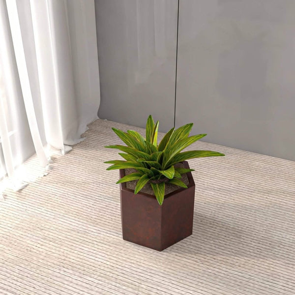Leisure Mod Thicket Modern Fiberstone Planter - Hexagon Design Weather Resistant Plant Pot