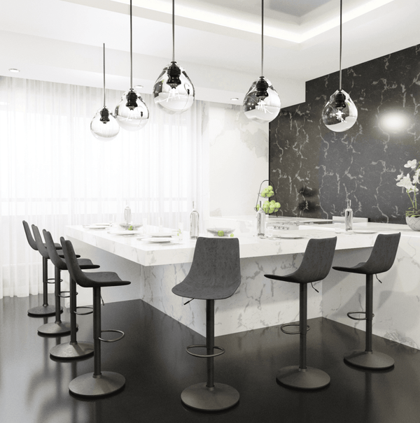 Leisure Mod Tilbury Modern Adjustable Bar Stool With Footrest And 360-Degree Swivel