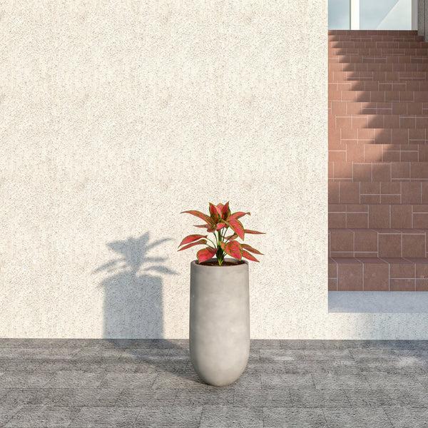 Leisure Mod Topiary Mid-Century Modern Cylinder Planter: Fiberstone And MgO Clay Planter Pot In Dark Grey