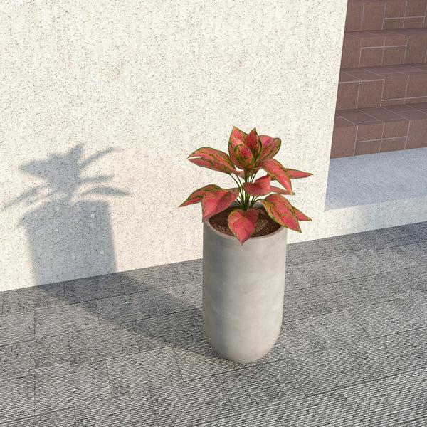 Leisure Mod Topiary Mid-Century Modern Cylinder Planter: Fiberstone And MgO Clay Planter Pot In Dark Grey