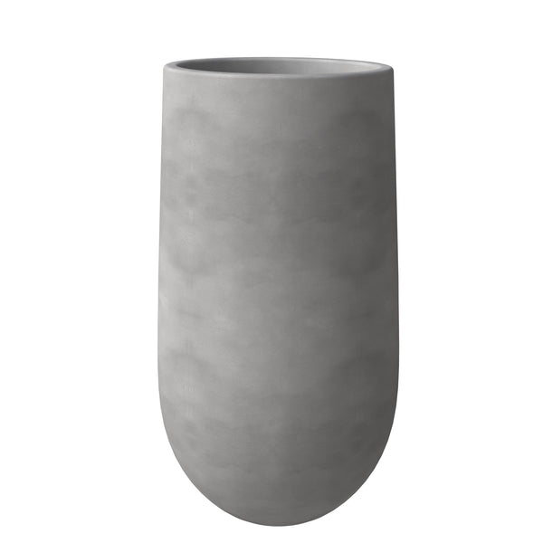 Leisure Mod Topiary Mid-Century Modern Cylinder Planter: Fiberstone And MgO Clay Planter Pot In Dark Grey