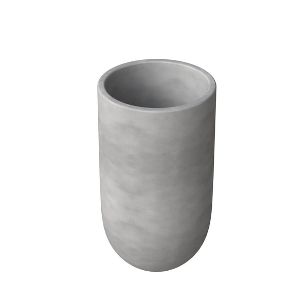 leisure mod Topiary Mid-Century Modern Cylinder Planter: Fiberstone and MgO Clay Planter Pot in Dark Grey