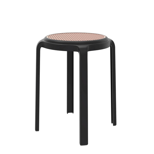 leisure mod Tresse Mid-Century Modern Stackable Round Plastic Dining Stool for Kitchen and Dining Room